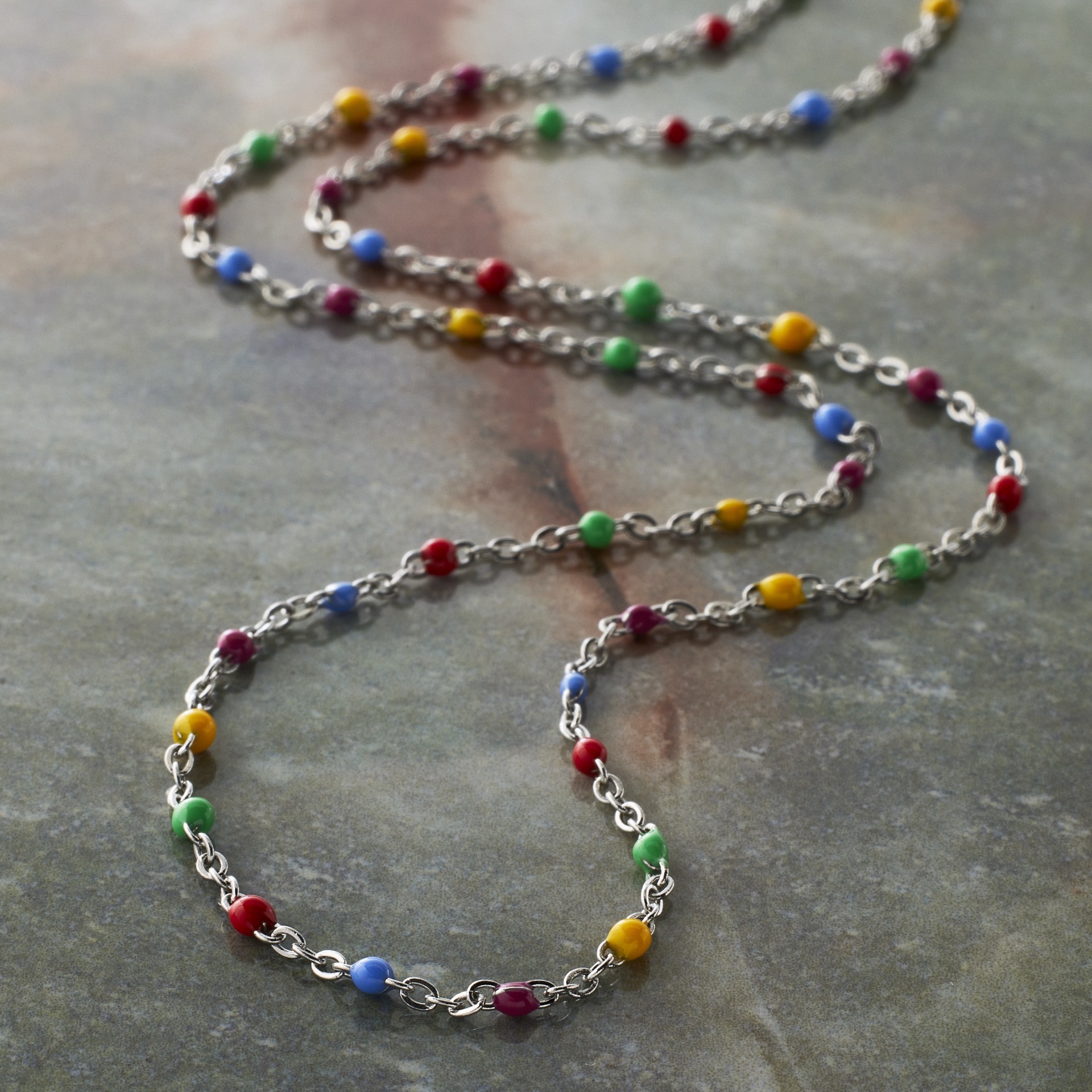 slide 3 of 3, 18" Rhodium Enamel Cable Chain By Bead Landing, 18 in