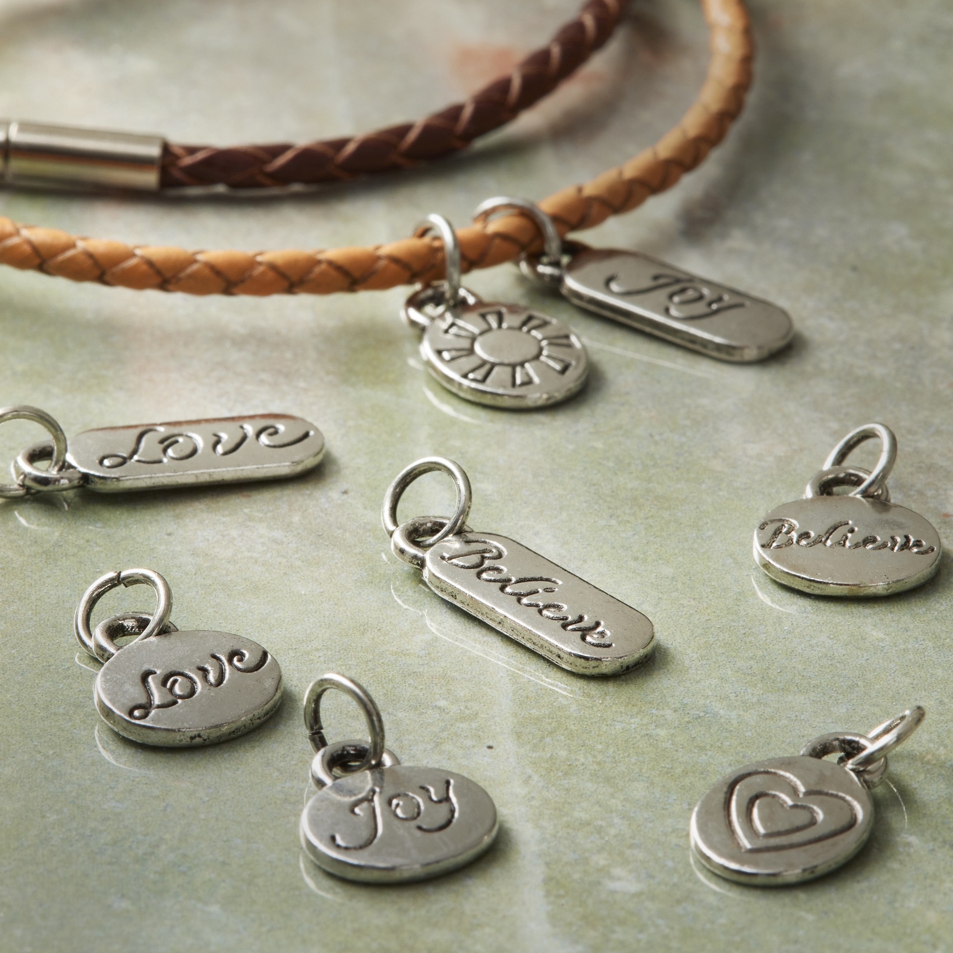 slide 2 of 2, Rhodium-Colored Words Charm Set By Bead Landing, 1 ct