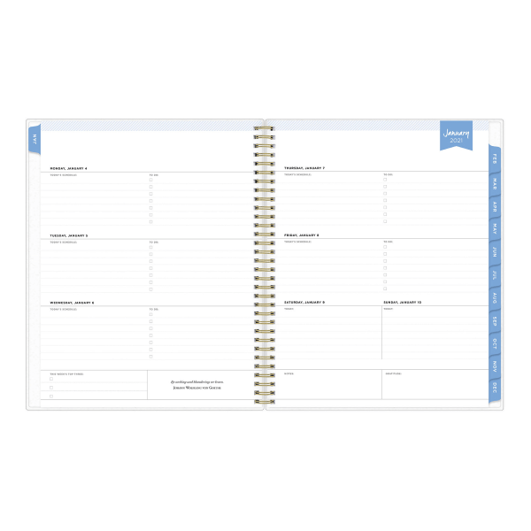 slide 3 of 4, Blue Sky Day Designer Weekly/Monthly Planner, 8-1/2'' X 11'', Vintage Bouquet, January To December 2021, 124785, 1 ct