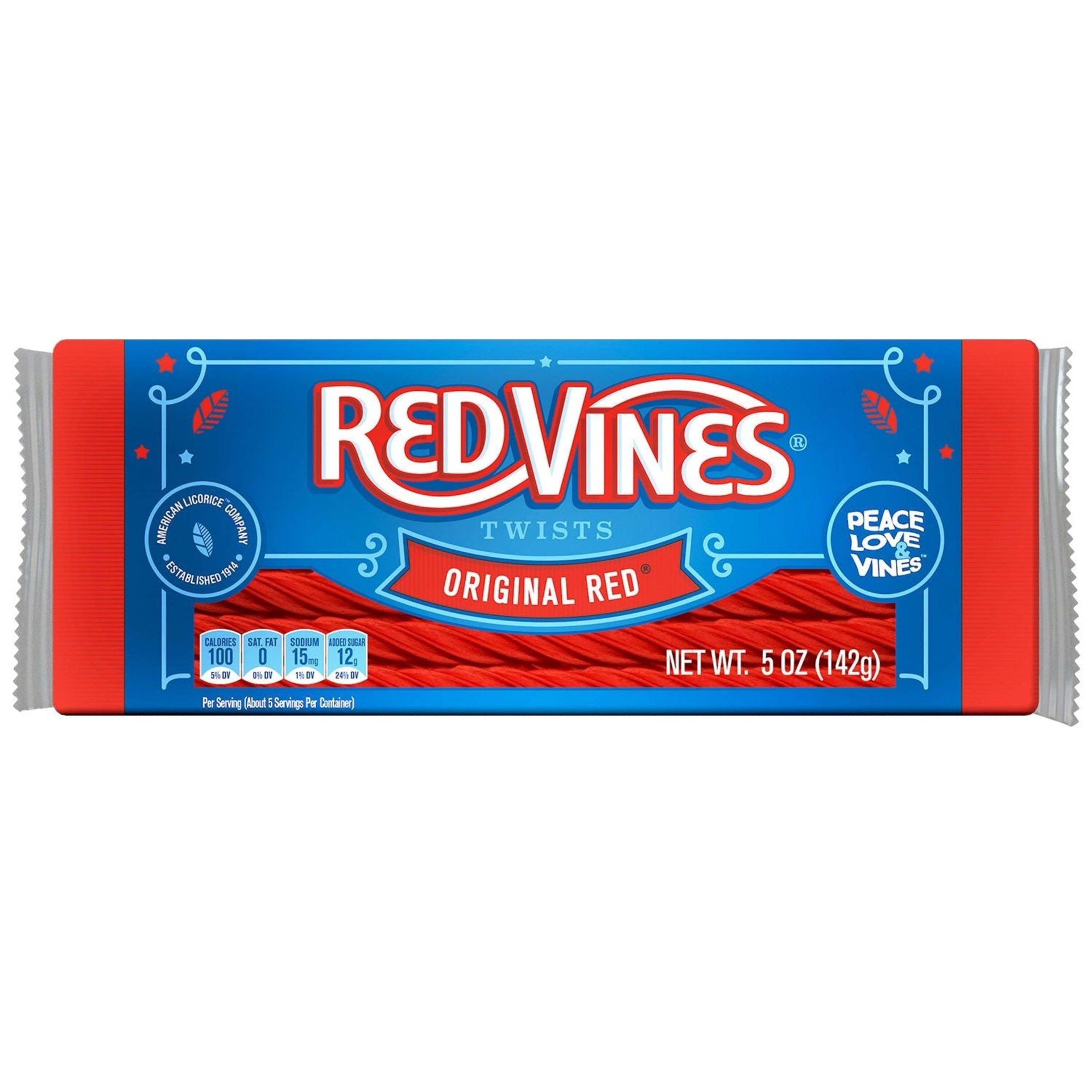 slide 1 of 7, Red Vines Original Red Licorice Twists, 5oz Tray, 1 ct