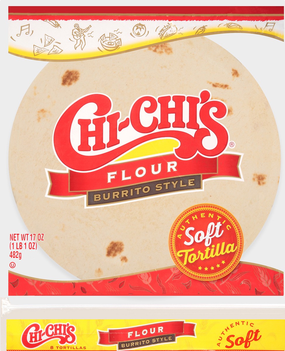 slide 1 of 9, Chi-Chi's Flour Burrito Style Tortillas 17 oz. Bag, 17 oz