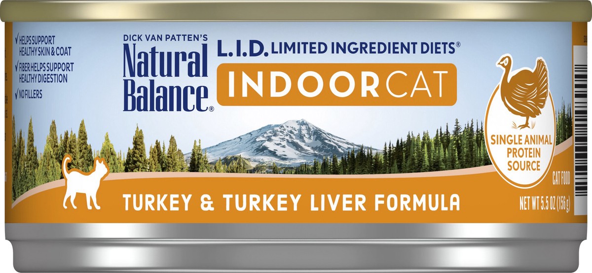 slide 10 of 10, Natural Balance L.I.D. Limited Ingredient Diets Wet Cat Food For Indoor Cats, Turkey & Turkey Liver Formula, 5.5-ounce can, 5.5 oz