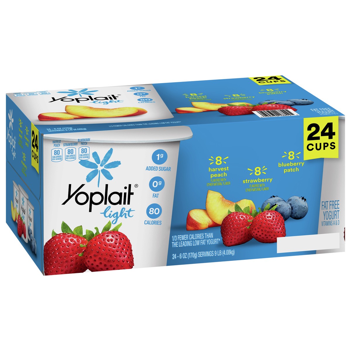slide 2 of 9, Yoplait Light Fat Free Yogurt Pack, 24 Ct, 6 OZ Yogurt Cups, 24 ct