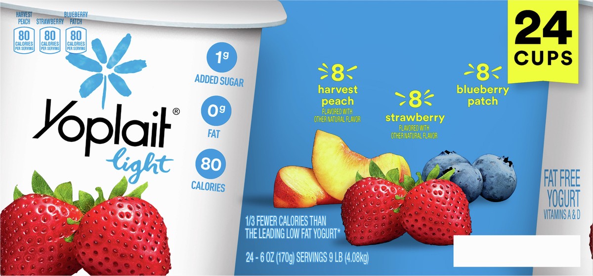 slide 5 of 9, Yoplait Light Fat Free Yogurt Pack, 24 Ct, 6 OZ Yogurt Cups, 24 ct