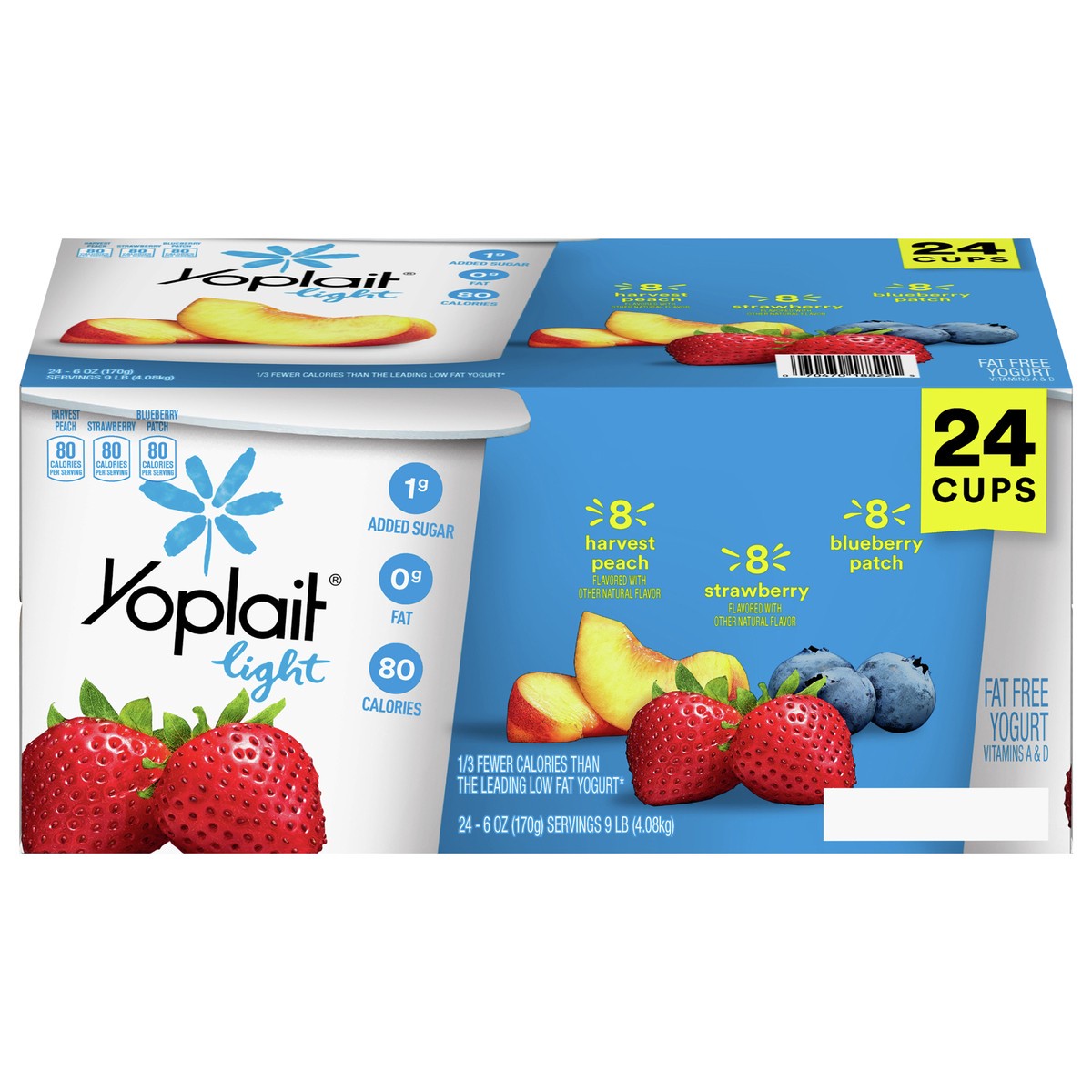 slide 1 of 9, Yoplait Light Fat Free Yogurt Pack, 24 Ct, 6 OZ Yogurt Cups, 24 ct