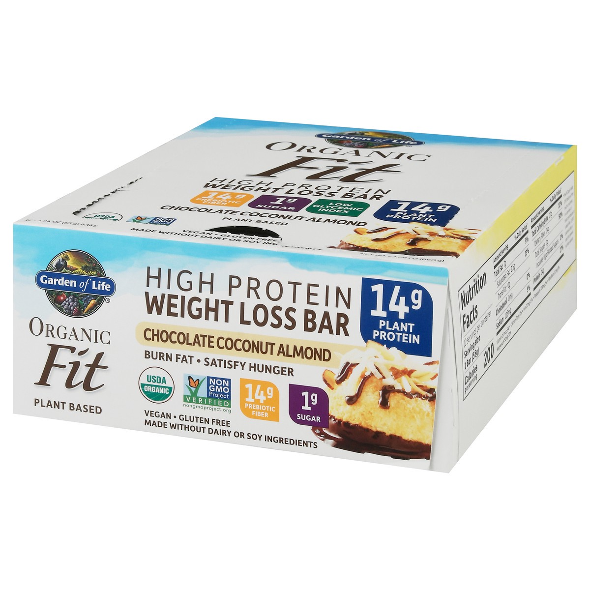 slide 2 of 12, Garden of Life Organic Fit High Protein 12 Pack Chocolate Coconut Almond Weight Loss Bar 12 ea, 12 ct