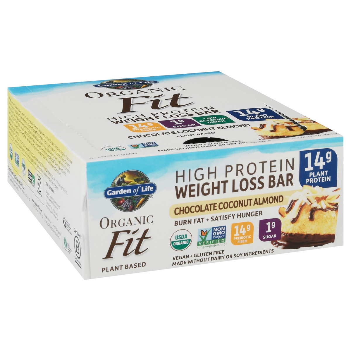 slide 7 of 12, Garden of Life Organic Fit High Protein 12 Pack Chocolate Coconut Almond Weight Loss Bar 12 ea, 12 ct