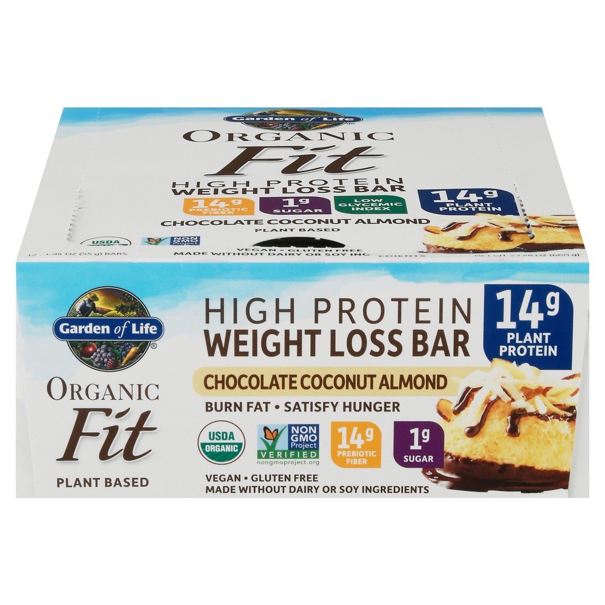 slide 1 of 12, Garden of Life Organic Fit High Protein 12 Pack Chocolate Coconut Almond Weight Loss Bar 12 ea, 12 ct