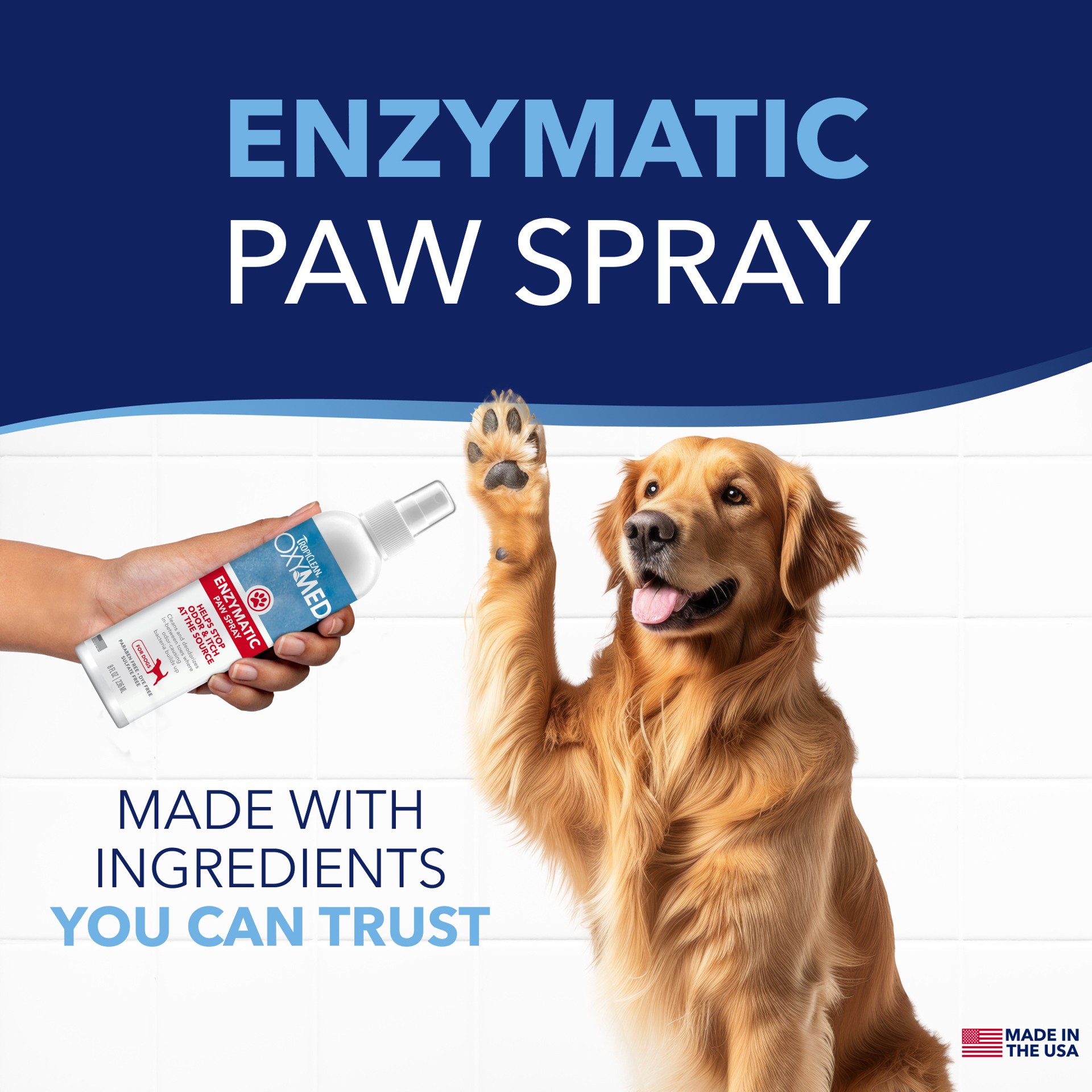slide 6 of 8, TropiClean OxyMed Enzymatic Paw Odor and Itch Spray, 8oz, 8 oz