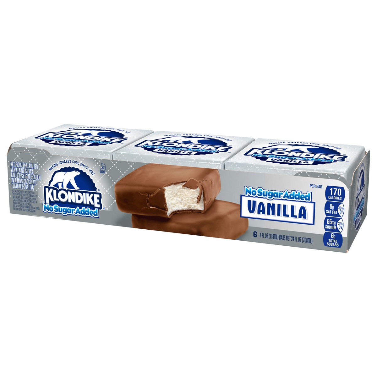 slide 2 of 9, Klondike Frozen Dairy Dessert Bars Original No Sugar Added, 4 fl oz, 6 Count , 6 ct