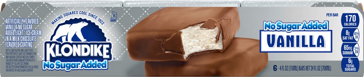 slide 8 of 9, Klondike Frozen Dairy Dessert Bars Original No Sugar Added, 4 fl oz, 6 Count , 6 ct