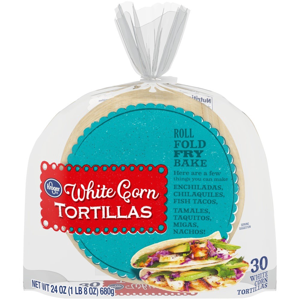 slide 1 of 6, Kroger White Corn Tortillas, 30 ct; 24 oz