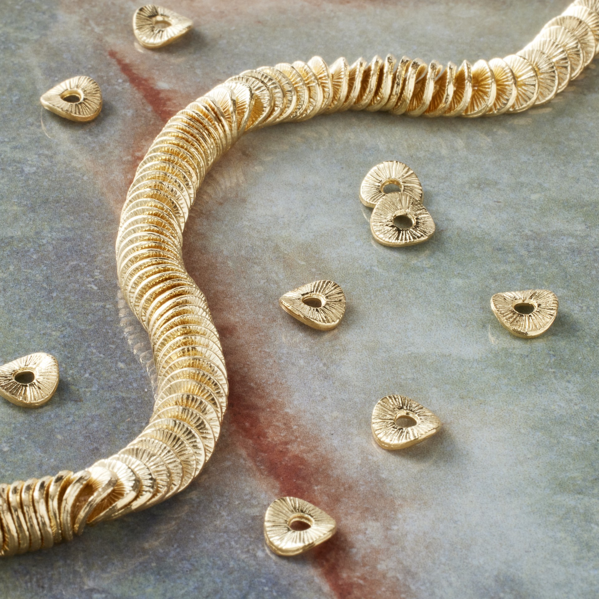 slide 3 of 3, Gold Metal Wavy Disc Beads By Bead Landing, 6 mm