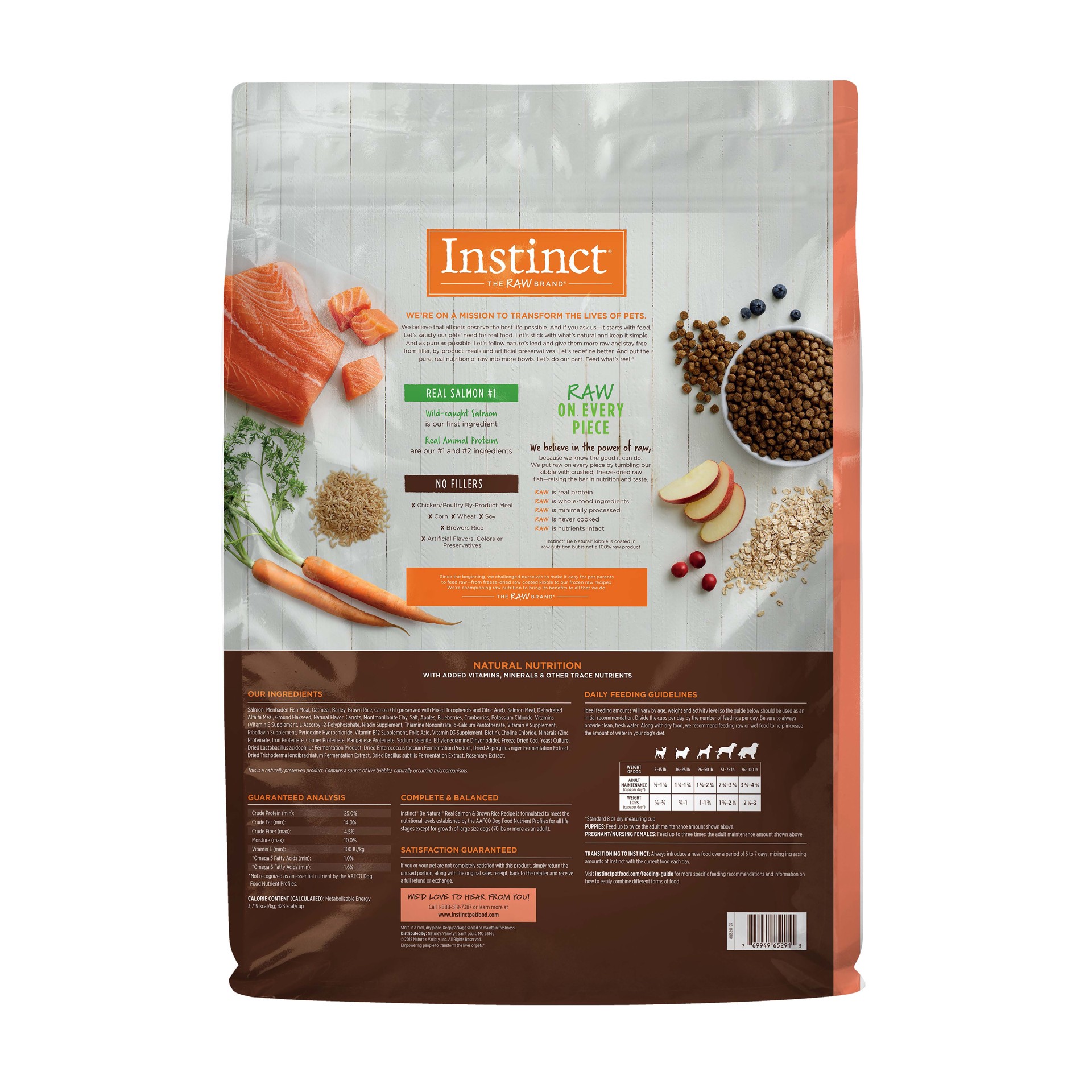 slide 4 of 6, Instinct Be Natural Salmon & Brown Rice Dry Dog Food, 24 lb. Bag, 24 lb