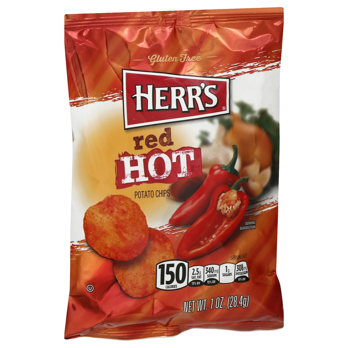 slide 4 of 9, Herr's Red Hot Potato Chips - 1 oz, 1 oz