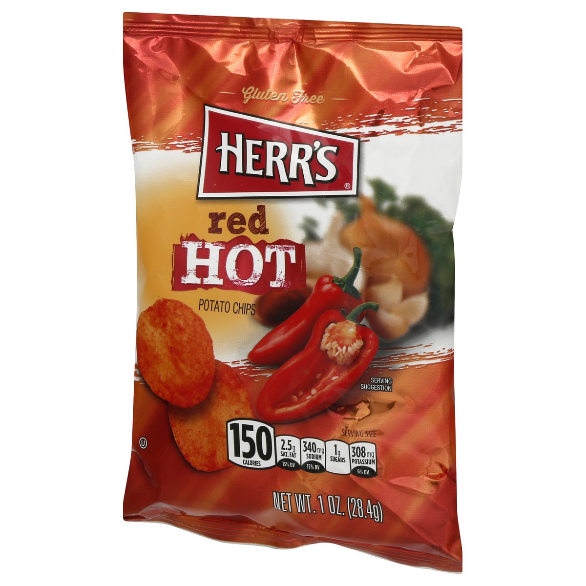 slide 6 of 9, Herr's Red Hot Potato Chips - 1 oz, 1 oz