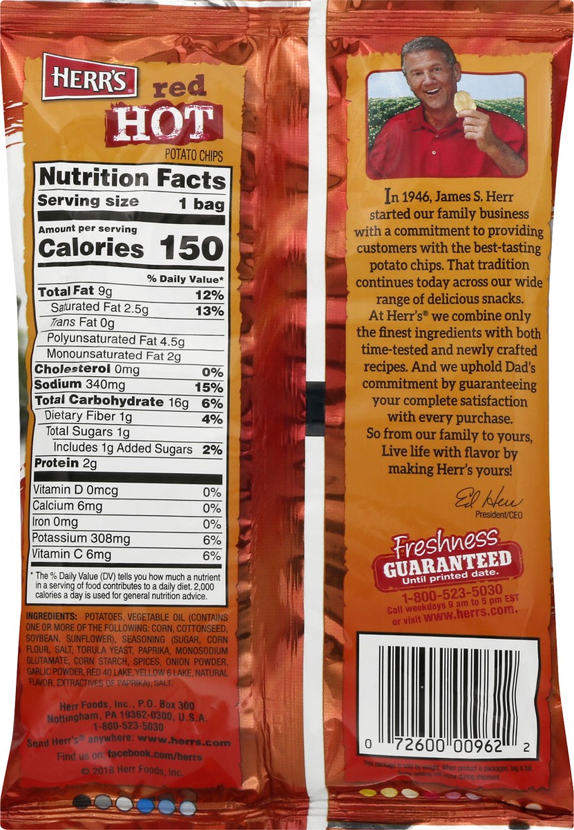 slide 3 of 9, Herr's Red Hot Potato Chips - 1 oz, 1 oz