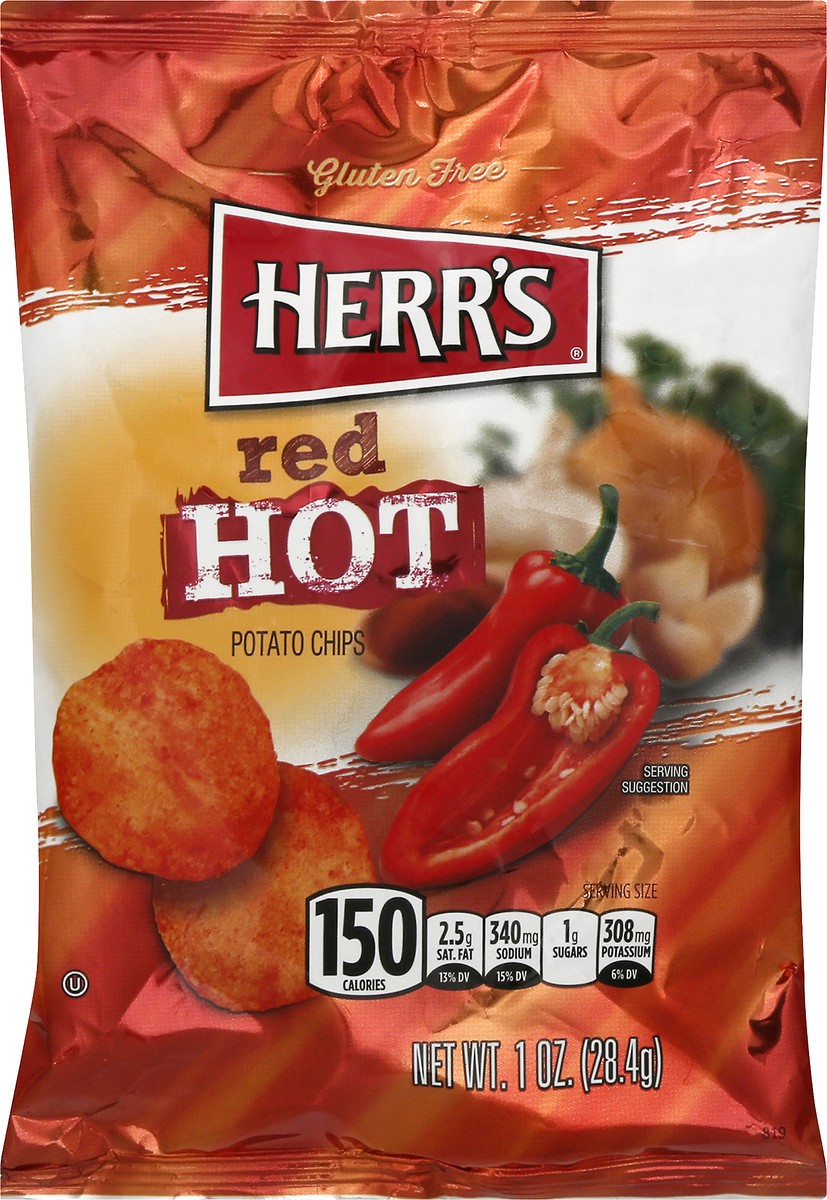 slide 2 of 9, Herr's Red Hot Potato Chips - 1 oz, 1 oz