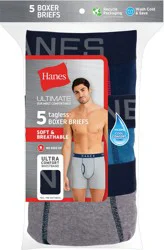 Hanes Ultimate Men's TAGLESS No Ride-up Ringer Boxer Briefs with Comfort Flex Waistband, Large