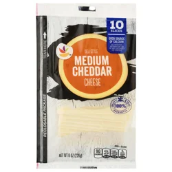Giant Natural Medium White Cheddar Cheese Slices - 10 ct