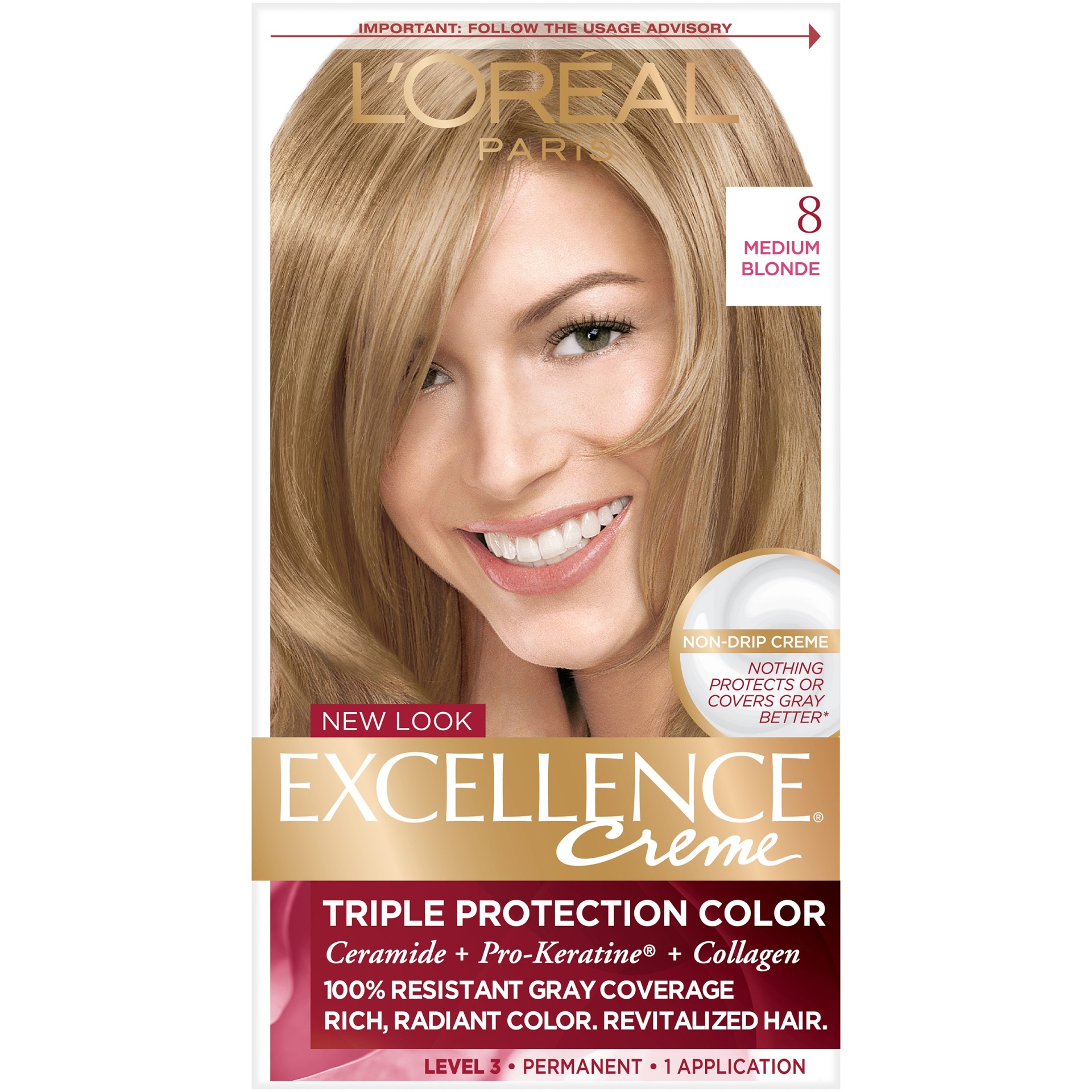 slide 1 of 1, L'Oréal Excellence Medium Blonde 8 Hair Creme, 1 ct
