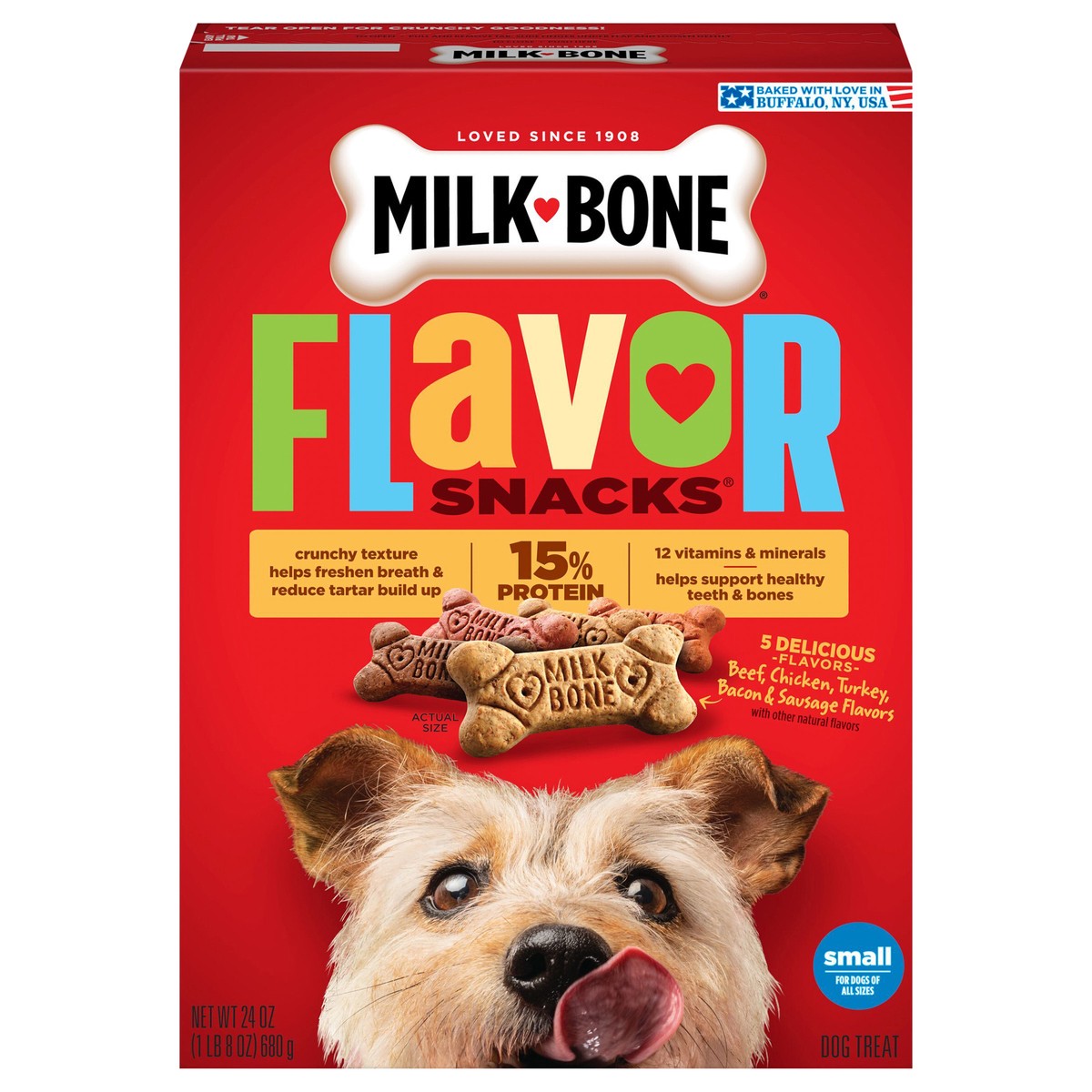 slide 1 of 43, Milk-Bone Flavor Snacks Small Dog Biscuits, Flavored Crunchy Dog Treats, 24 Oz., 24 oz