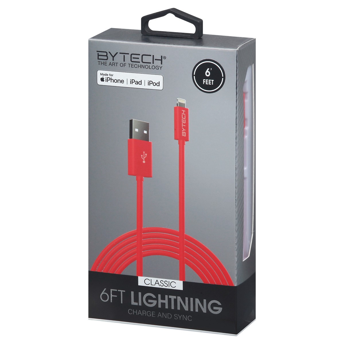slide 4 of 11, Bytech 6 Feet Classic Lightning Charge and Sync Cable 1 ea, 1 ct