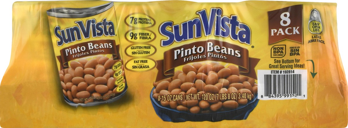slide 1 of 10, SunVista Pinto Beans 8 - 15 oz Cans, 8 ct