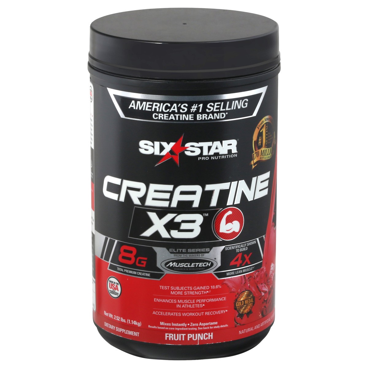 slide 1 of 12, Six Star Fruit Punch Creatine Powder, 2.5 lb