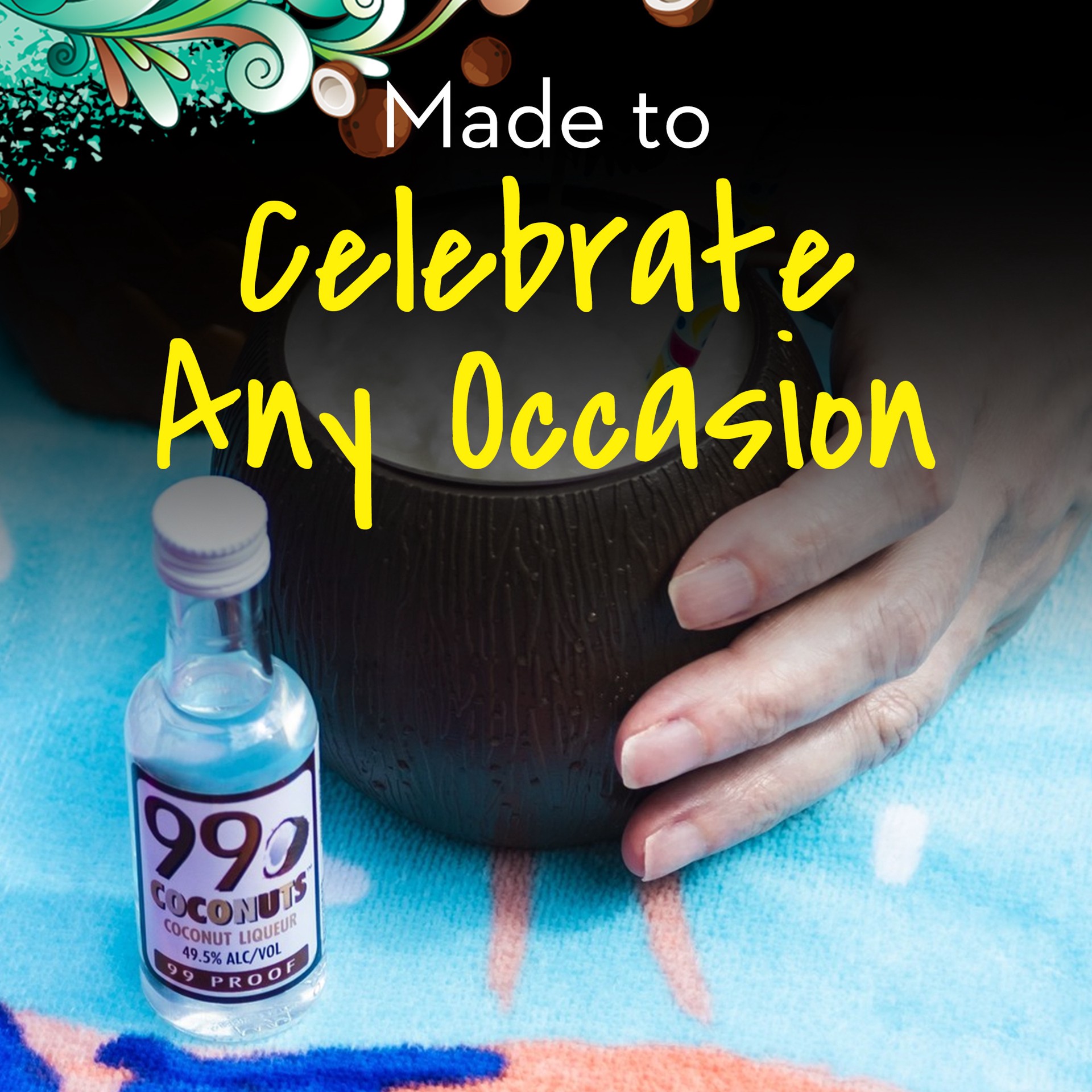 slide 5 of 5, 99 Brand Coconut Liqueur, 50 mL Bottle, 99 Proof, 