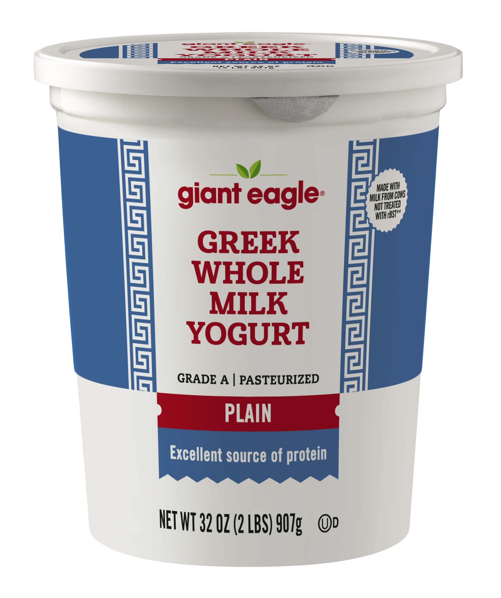 slide 1 of 1, Giant Eagle Greek Yogurt, Plain, Whole Milk, 32 oz