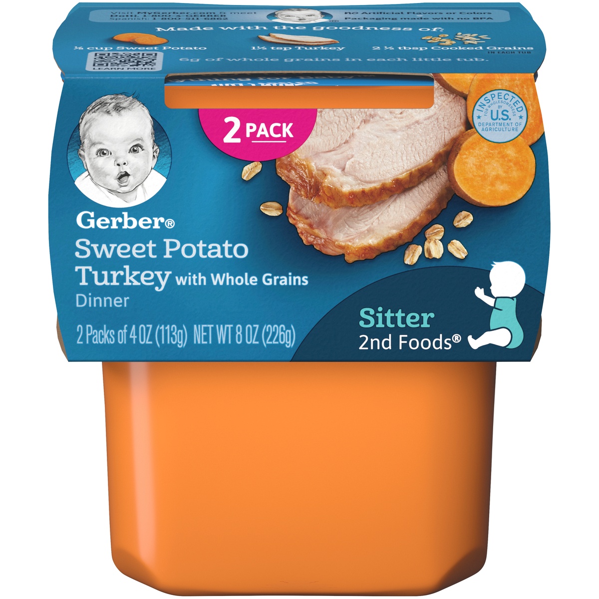 slide 1 of 1, Gerber 2nd Sweet Potato Turkey Baby Food, 2 ct; 4 oz