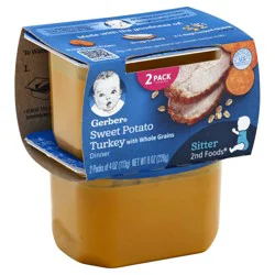 Gerber 2nd Foods Sweet Potato Turkey With Whole Grains Mealtime For Baby 2 - 4 Oz Tubs
