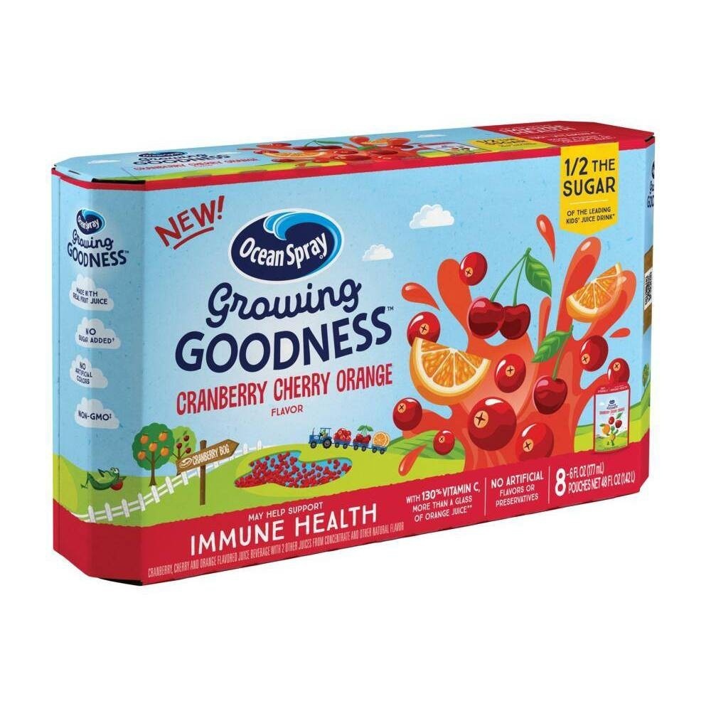 slide 1 of 1, Ocean Spray Growing Goodness Cranberry Cherry Orange Immune Health Juice, 8 ct; 6 fl oz
