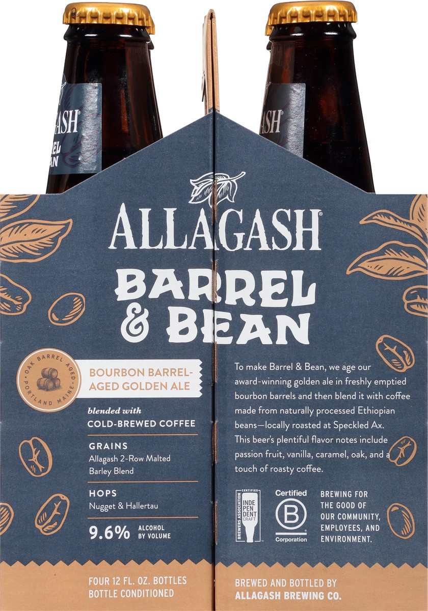 slide 6 of 11, Allagash Barrel & Bean Bourbon Aged Gold Ale with Coffee Ale 12oz 4 Pack Bottles, 48 oz