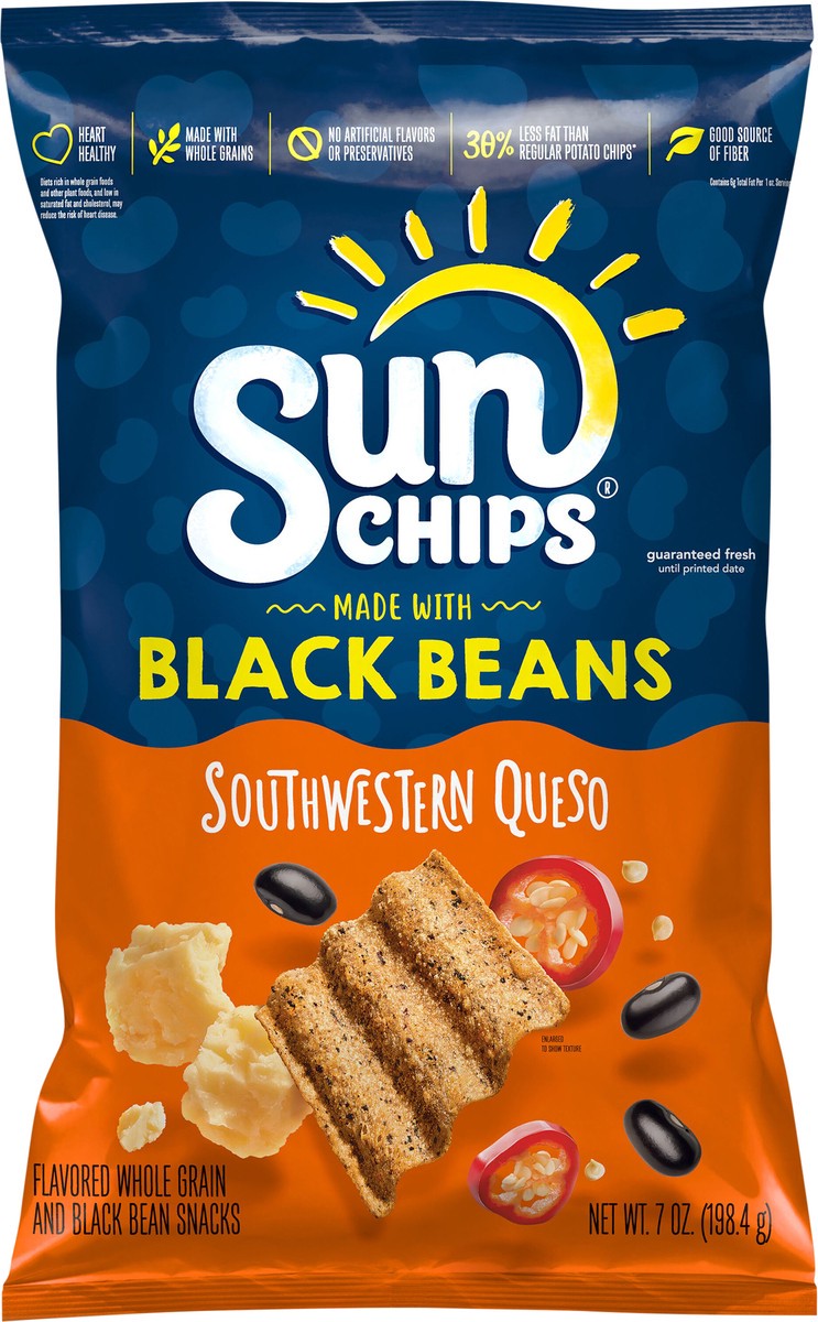 slide 6 of 7, SunChips Whole Grain and Black Bean Snacks, 7 oz