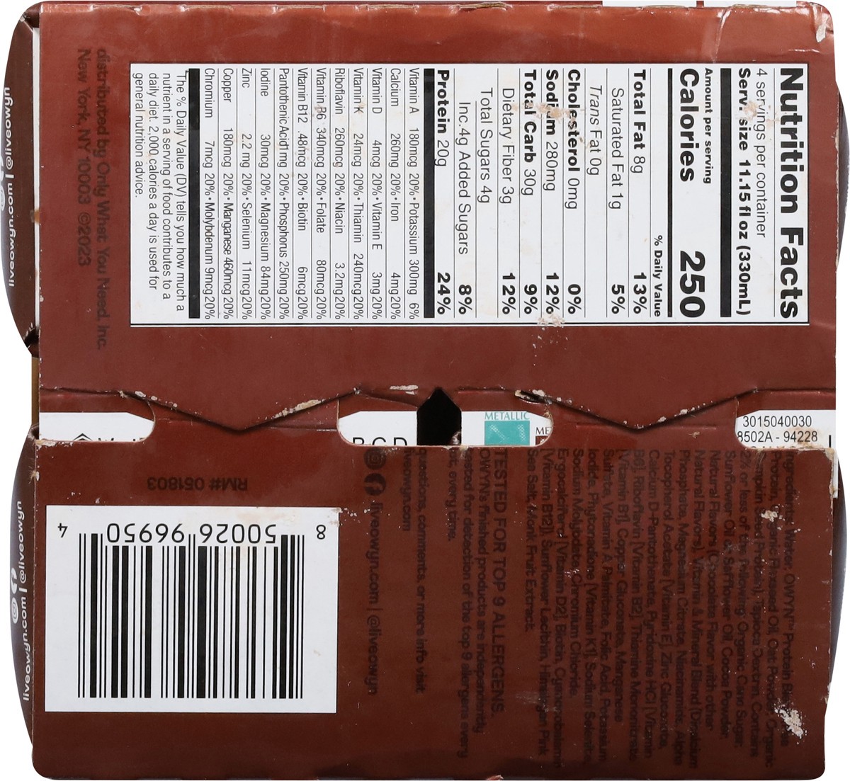 slide 7 of 13, OWYN Complete Chocolate Nutrition Shake 4 - 11.15 fl oz Shakes, 4 ct