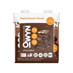 OWYN Complete Chocolate Nutrition Shake 4 - 11.15 fl oz Shakes