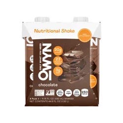 OWYN Complete Chocolate Nutrition Shake 4 - 11.15 fl oz Shakes