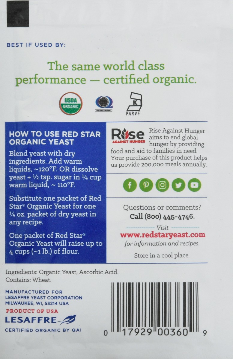 slide 5 of 9, Red Star Organic Instant Yeast, 0.32 oz