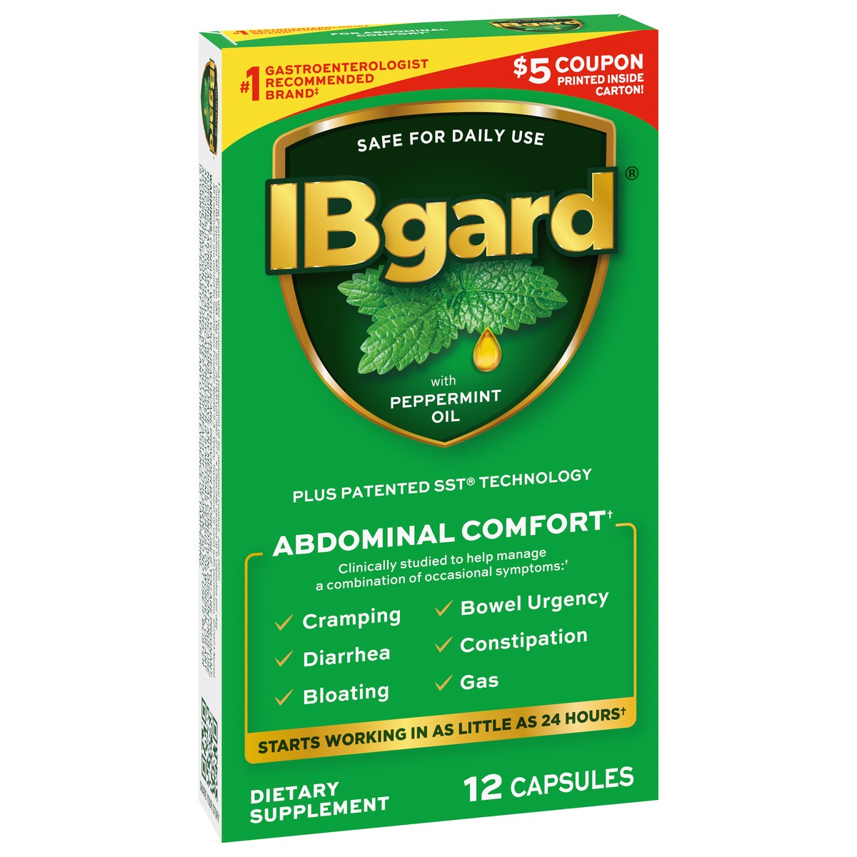 slide 6 of 9, IBgard Daily Gut Health Support Dietary Supplement, 12 Capsules, 0.24 oz