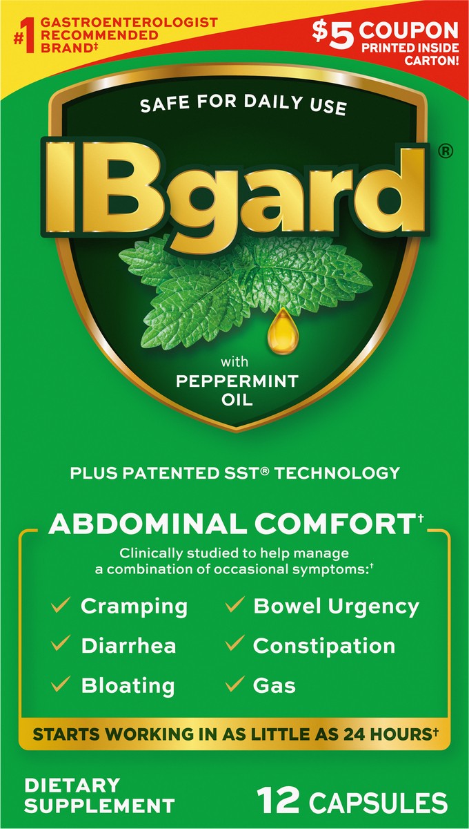 slide 7 of 9, IBgard Daily Gut Health Support Dietary Supplement, 12 Capsules, 0.24 oz