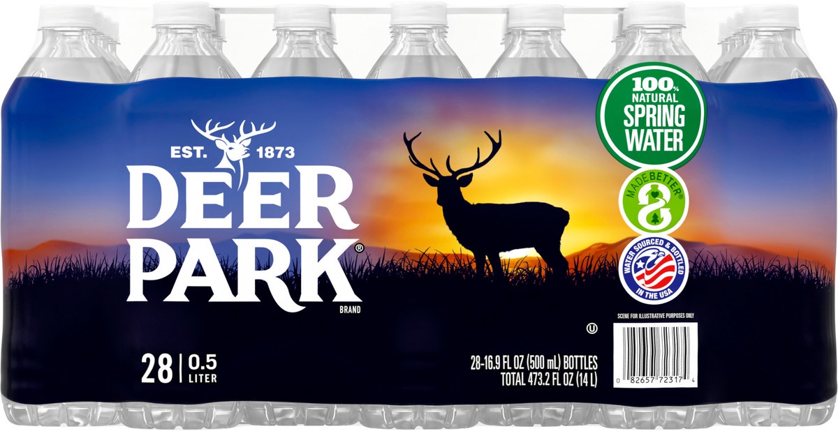 slide 2 of 7, DEER PARK Brand 100% Natural Spring Water, 16.9-ounce plastic bottles (Pack of 28), 28 ct; 16.9 fl oz