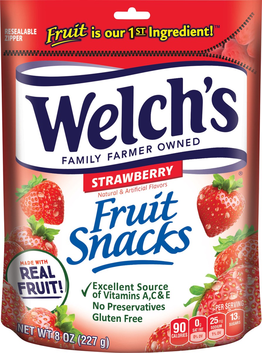 slide 2 of 6, Welch's Strawberry Fruit Snacks Stand up Bag 8oz, 8 oz