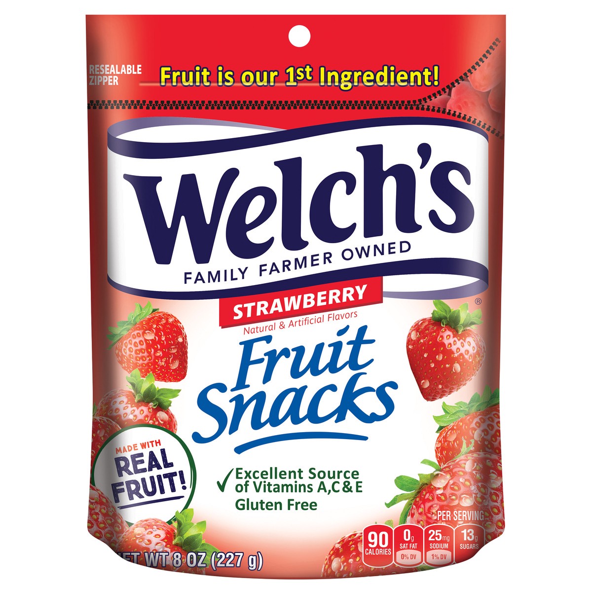 slide 1 of 6, Welch's Strawberry Fruit Snacks Stand up Bag 8oz, 8 oz