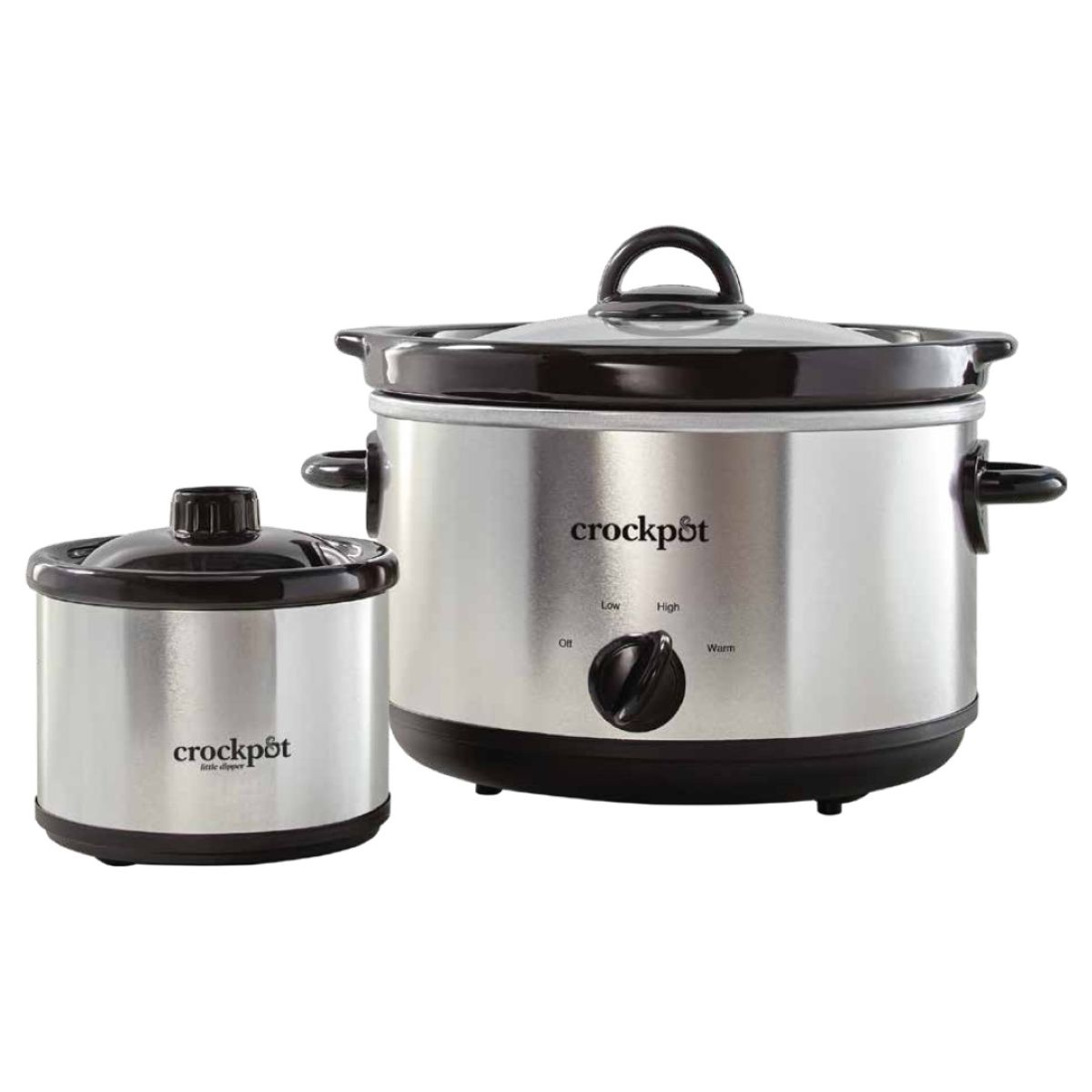 slide 1 of 3, Crock-Pot Slow Cooker With Little Dipper Warmer - Silver, 1 ct