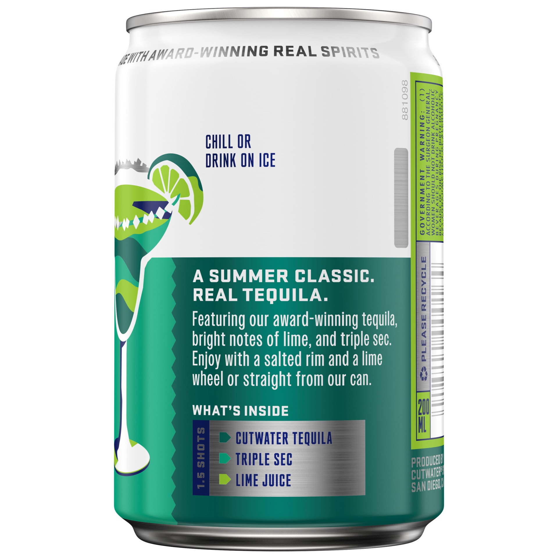 slide 7 of 8, Cutwater Spirits Tequila Lime Margarita 200 ml Can, 200 ml