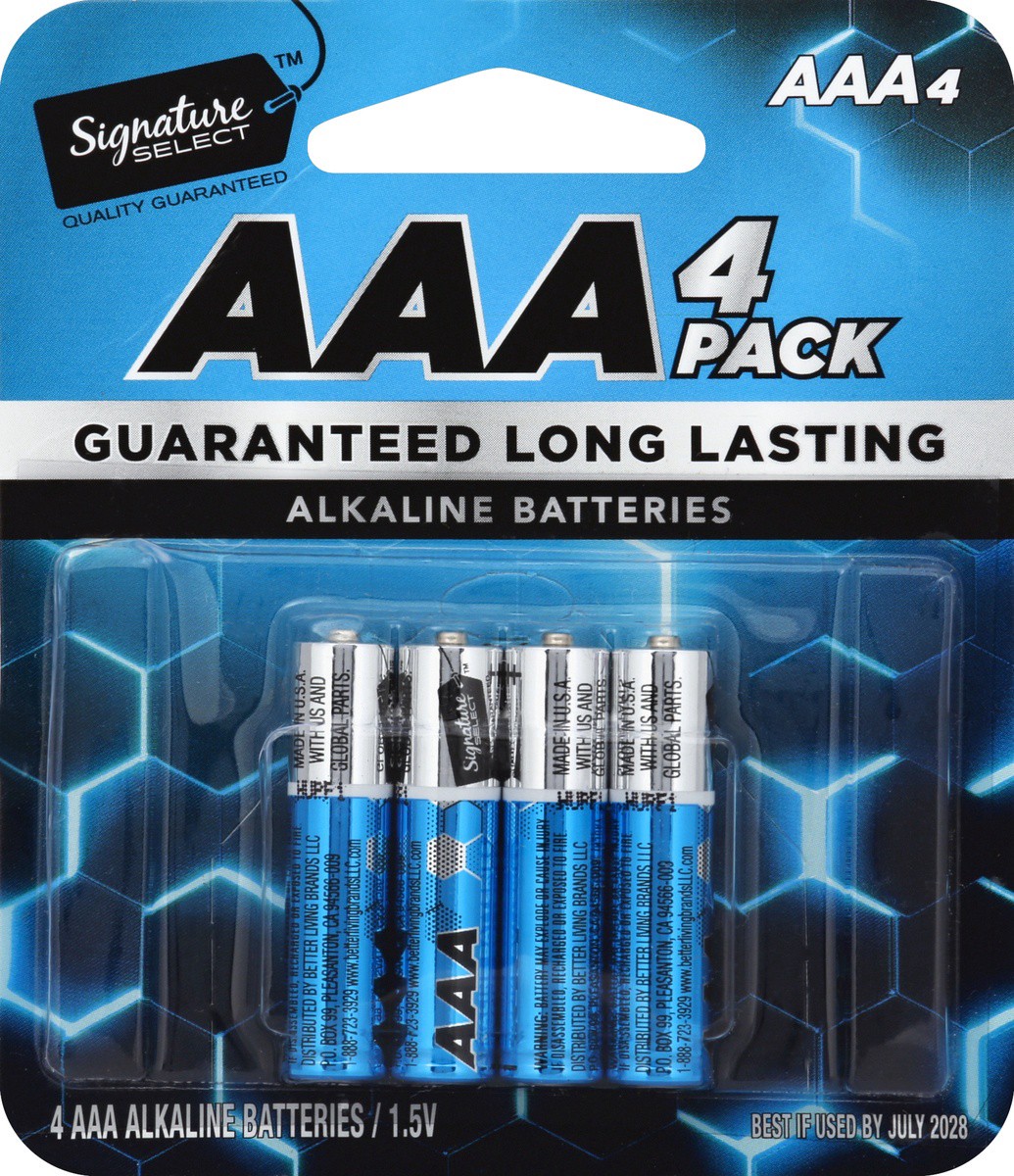 slide 2 of 2, Signature Home Batteries Alkaline AAA, 4 ct