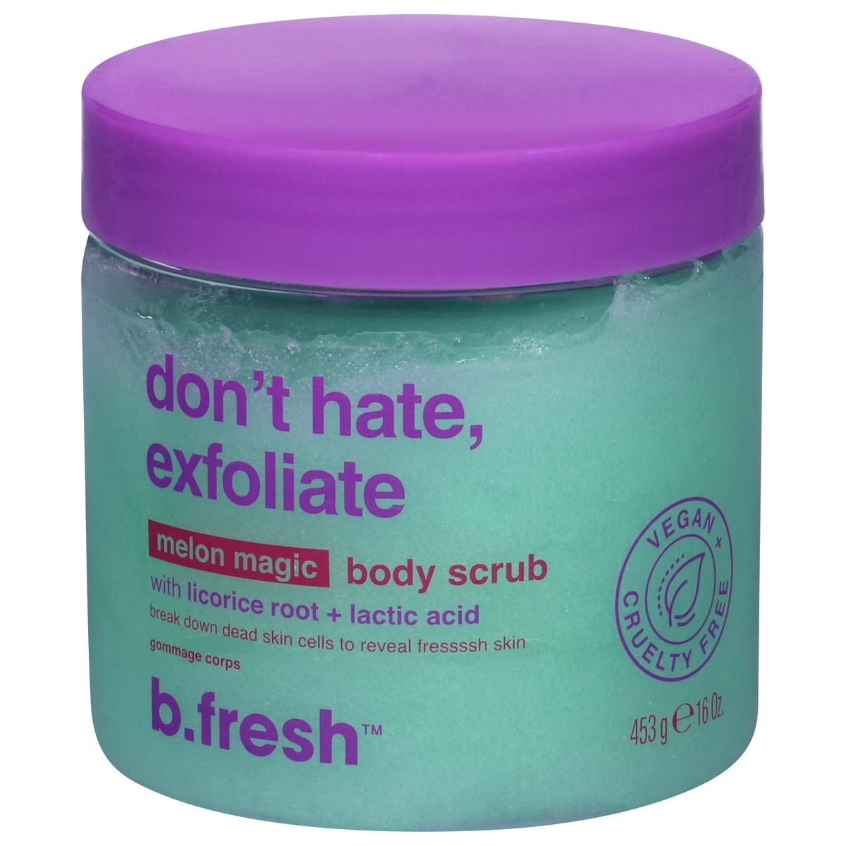 slide 1 of 9, B. Fresh Don't Hate, Exfoliate Melon Magic Body Scrub 16 oz, 16 oz