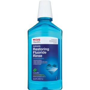 slide 1 of 1, CVS Health Anticavity Restoring Fluoride Rinse Mouthwash Cooling Mint, 33.8 Oz, 1 ct